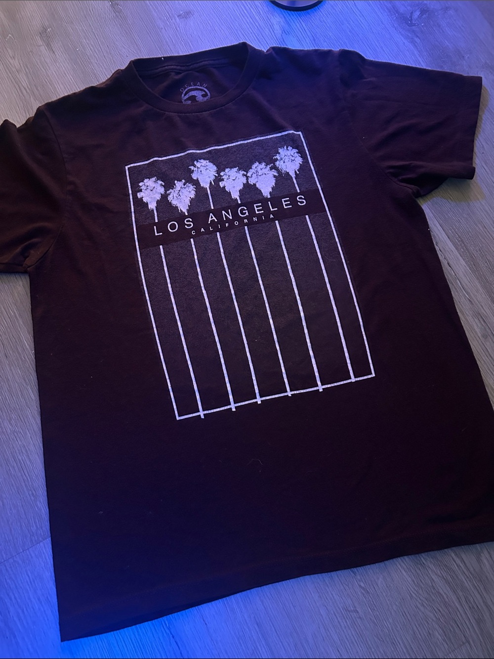 Los Angeles California palm tree maroon graphic tee